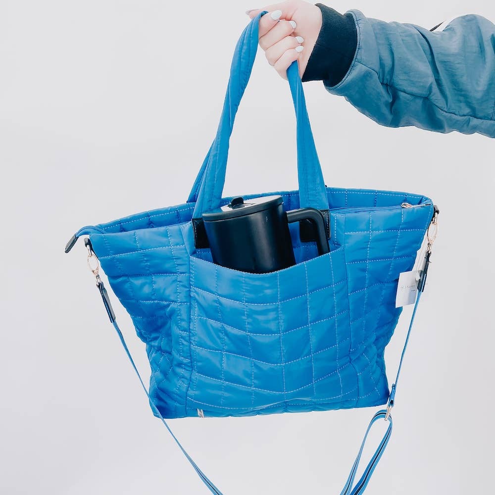 Day Dreamer Quilted Tote Bag: Navy