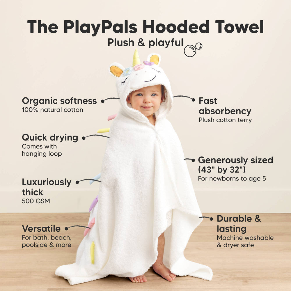 Playpals Hooded Baby Bath Towels - Unicorn