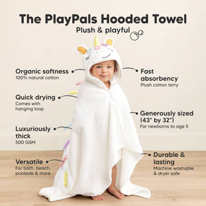 Playpals Hooded Baby Bath Towels - Unicorn