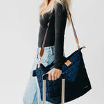 Day Dreamer Quilted Tote Bag: Navy