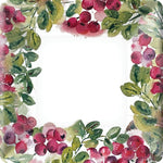 7" Square Paper Plate 8 Count Cranberry Wreath Christmas