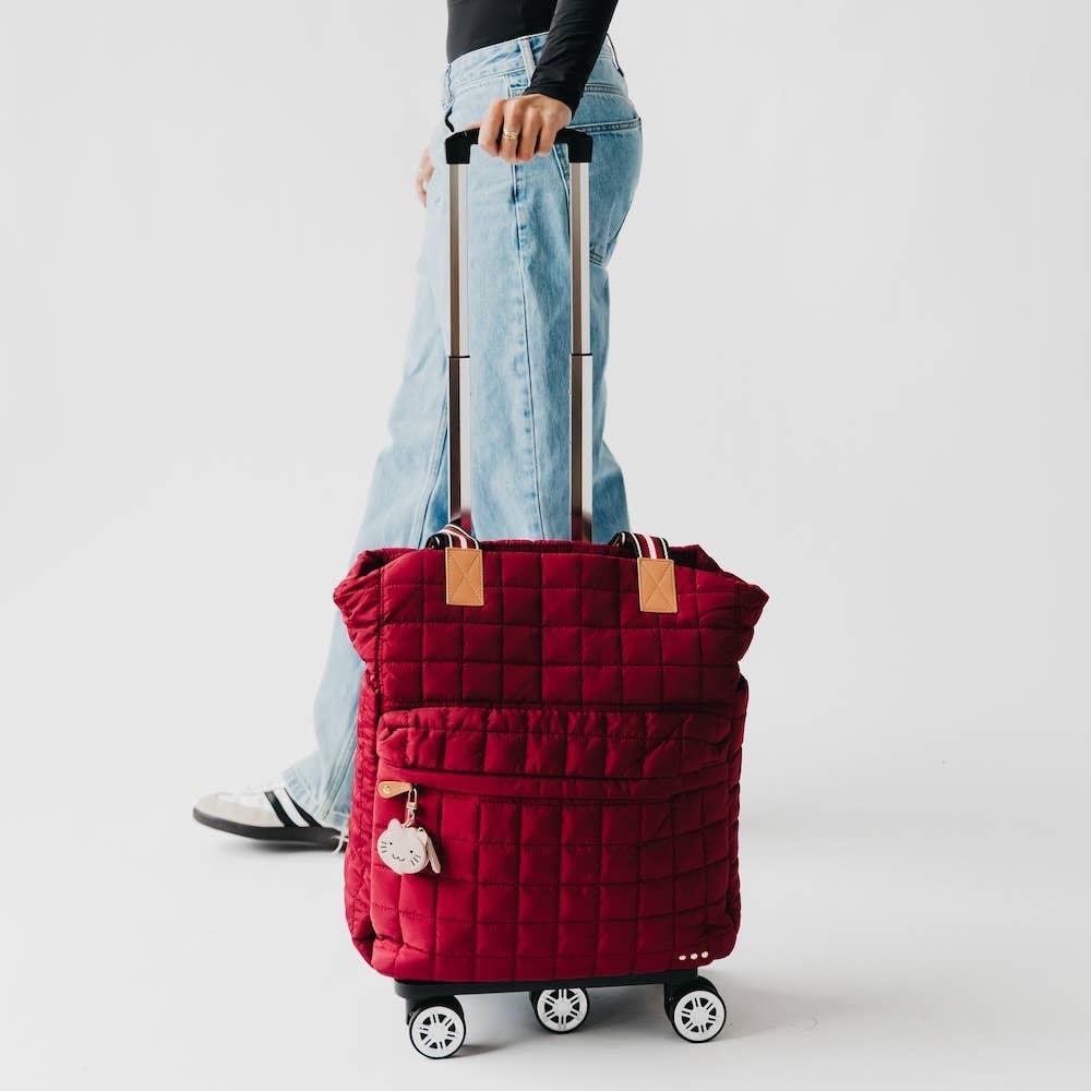 Tenley Quilted Tote Roller Bag: Burgundy