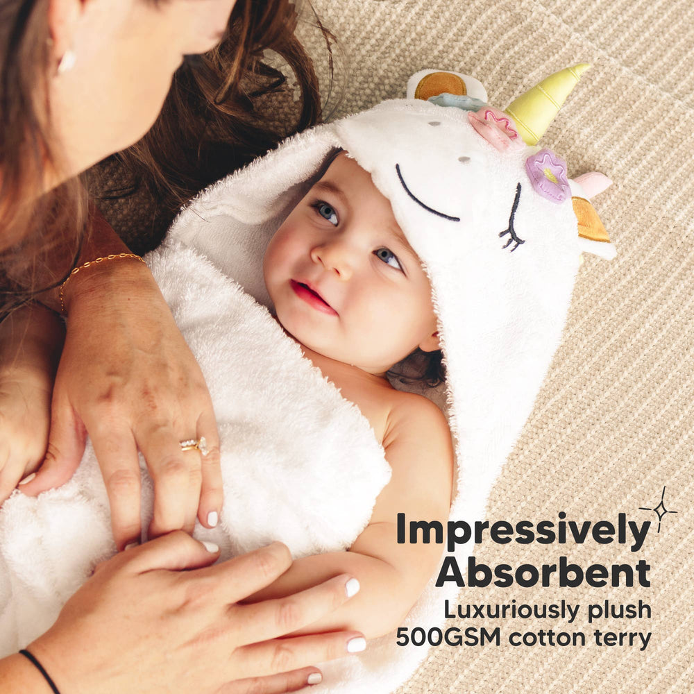 Playpals Hooded Baby Bath Towels - Unicorn