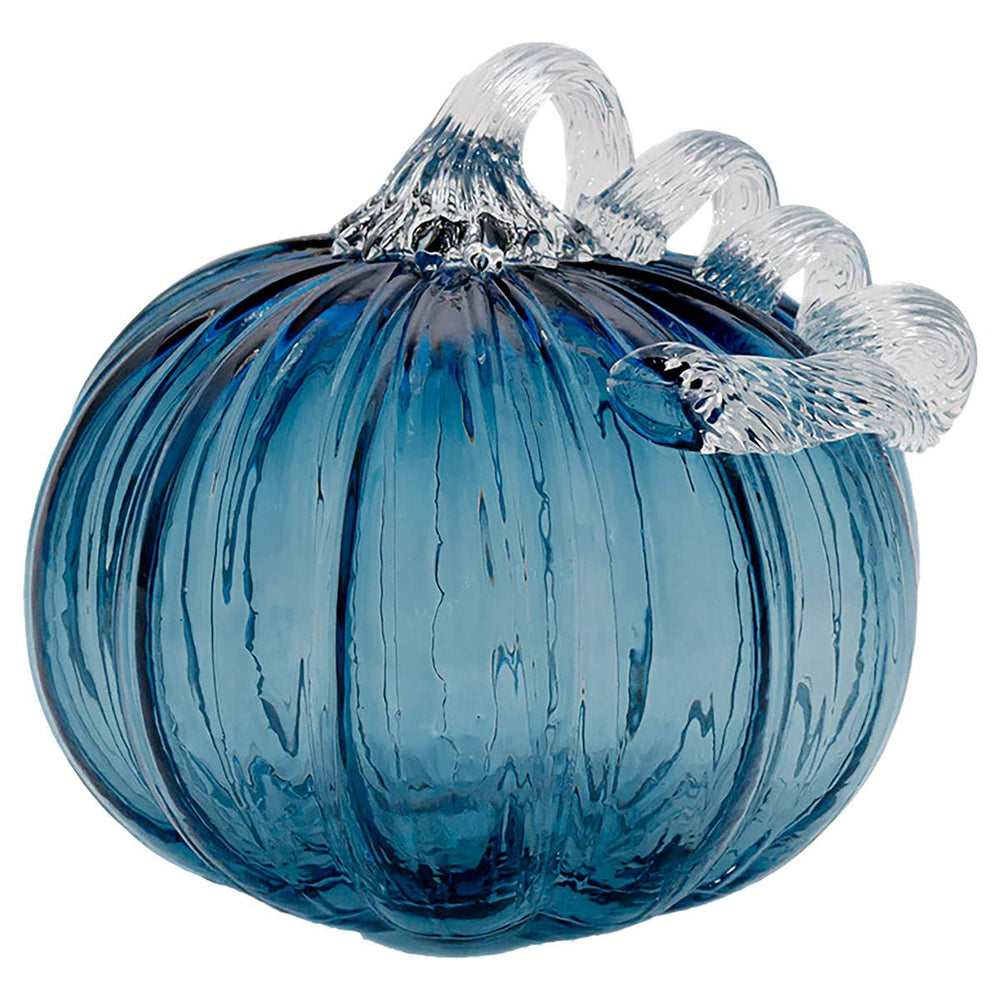 5.75" Round Glass Savory Blue Pumpkin