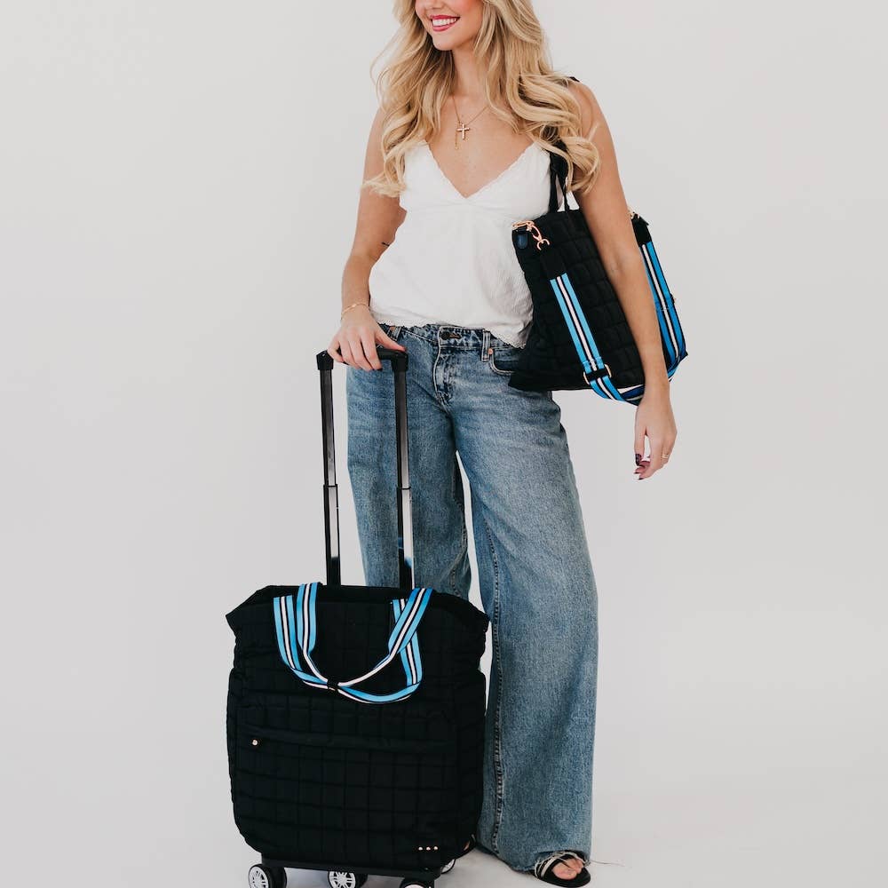 Tenley Quilted Tote Roller Bag: Blue