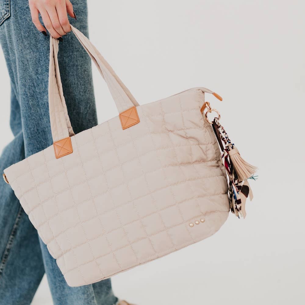 Day Dreamer Quilted Tote Bag: Navy