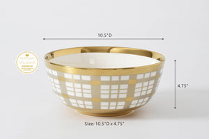 Large Gold Plaid Bowl