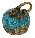 4.5" Glass Copper Canyon Pumpkin Blue & Copper