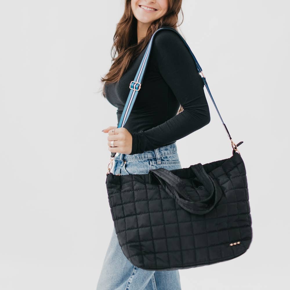 Day Dreamer Quilted Tote Bag: Navy