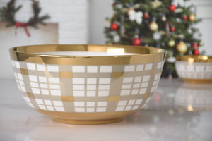 Large Gold Plaid Bowl