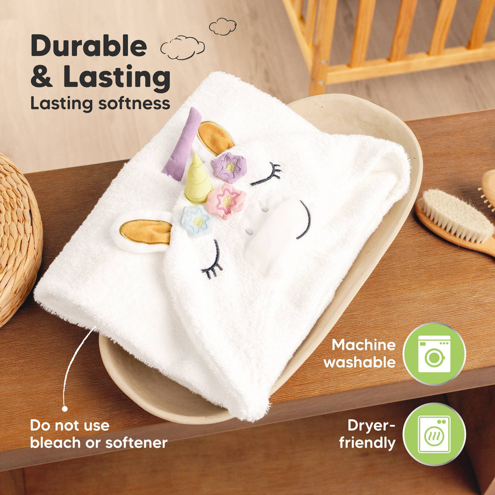 Playpals Hooded Baby Bath Towels - Unicorn