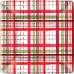 10" Square Paper Plate Pack of 8 Merry Berry Plaid Christmas
