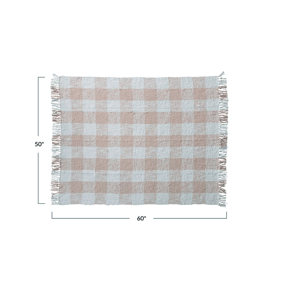 blush and cream plaid blanket