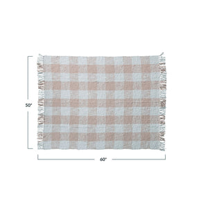 blush and cream plaid blanket