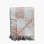 blush and cream plaid blanket