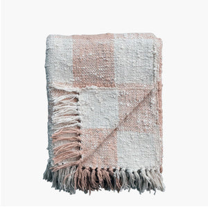 blush and cream plaid blanket