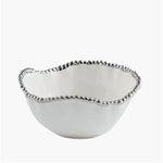 Porcelain Salad Medium Serving Bowl with Silver Beaded Rim