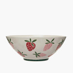 Hand Painted Stoneware Bowl with Strawberries