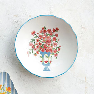 Textured Stoneware Bowl with Flower Design