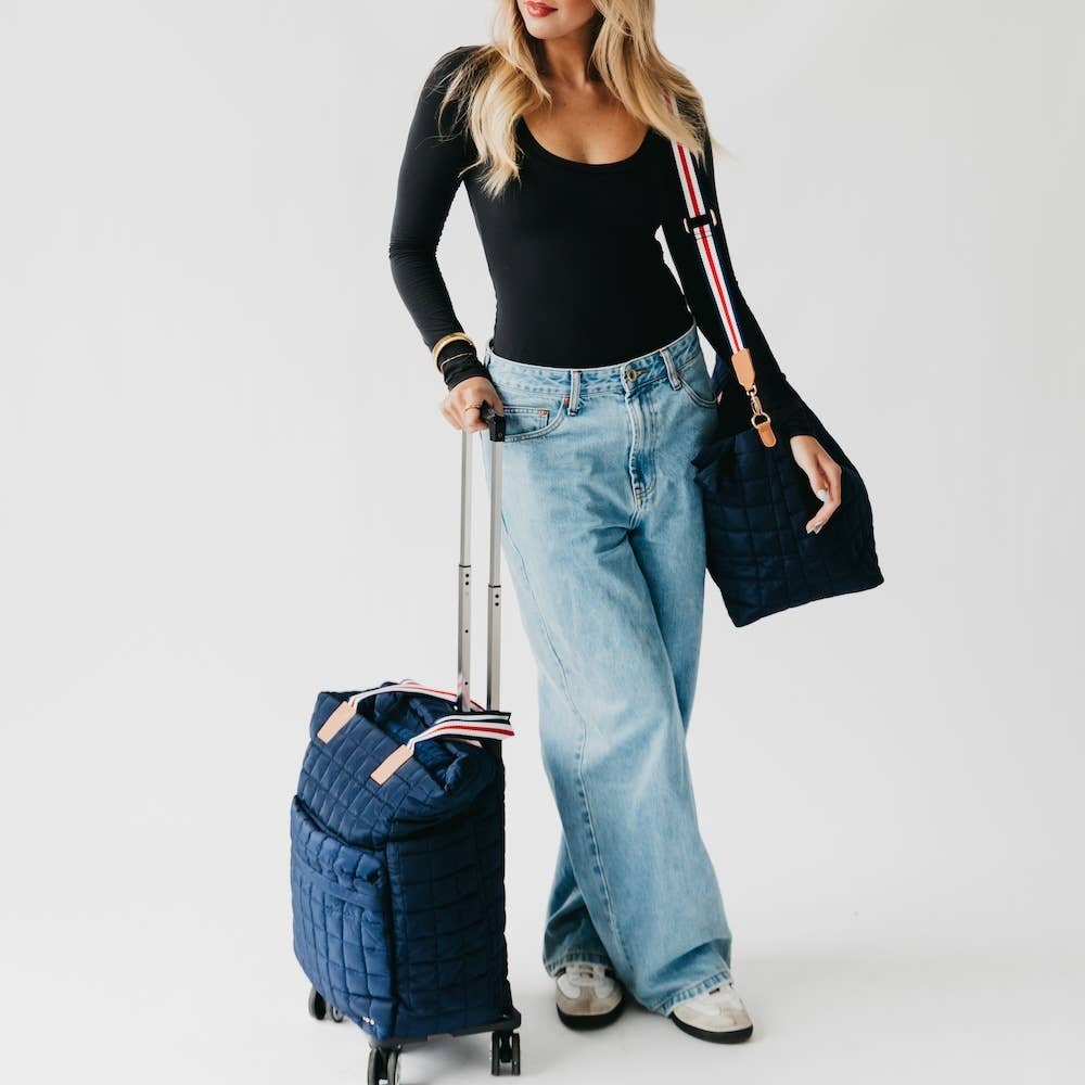Tenley Quilted Tote Roller Bag: Blue