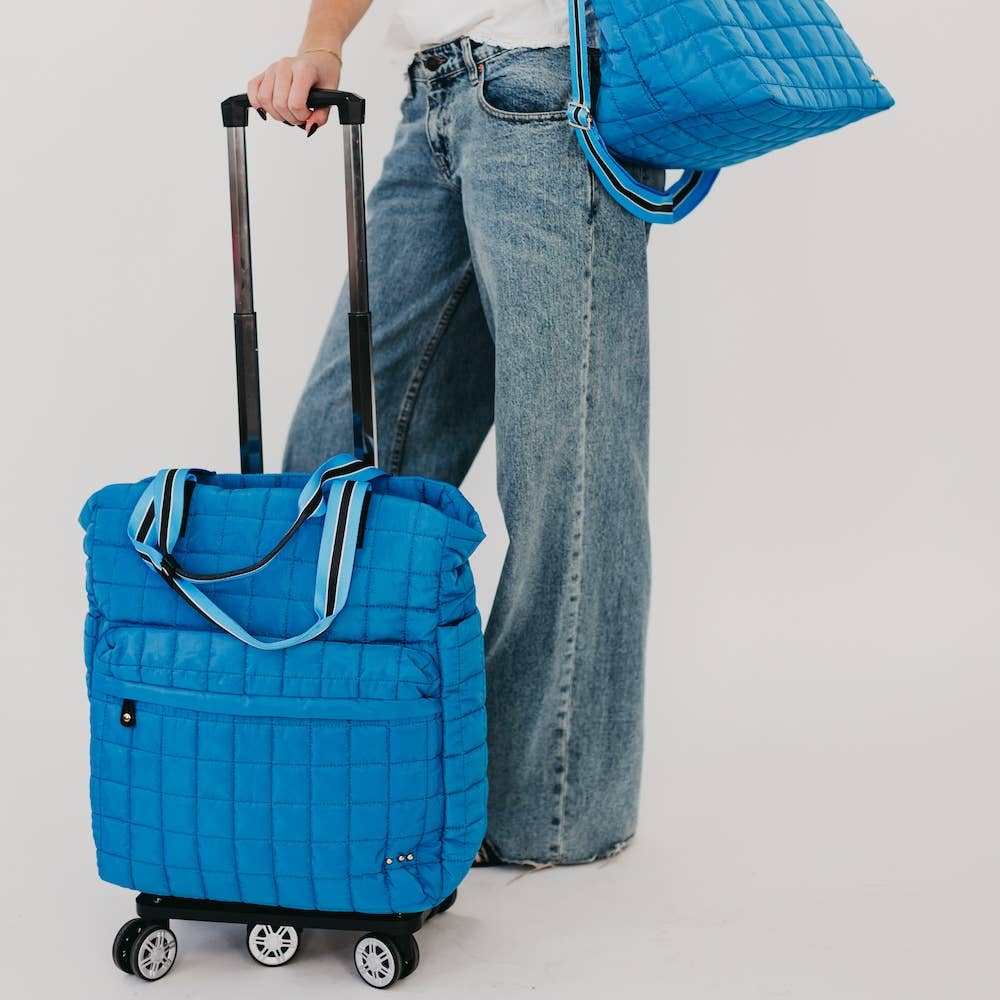 Tenley Quilted Tote Roller Bag: Blue