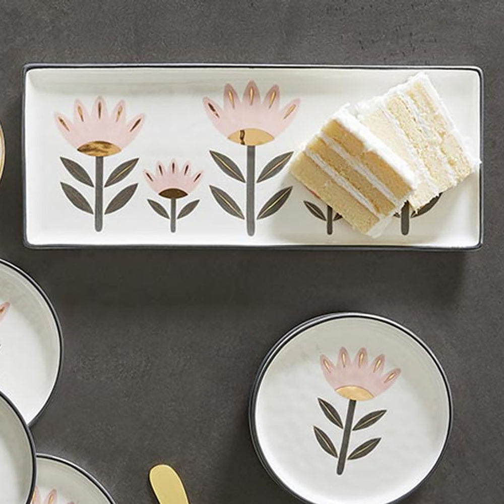 Ceramic Plate with Pink Flowers