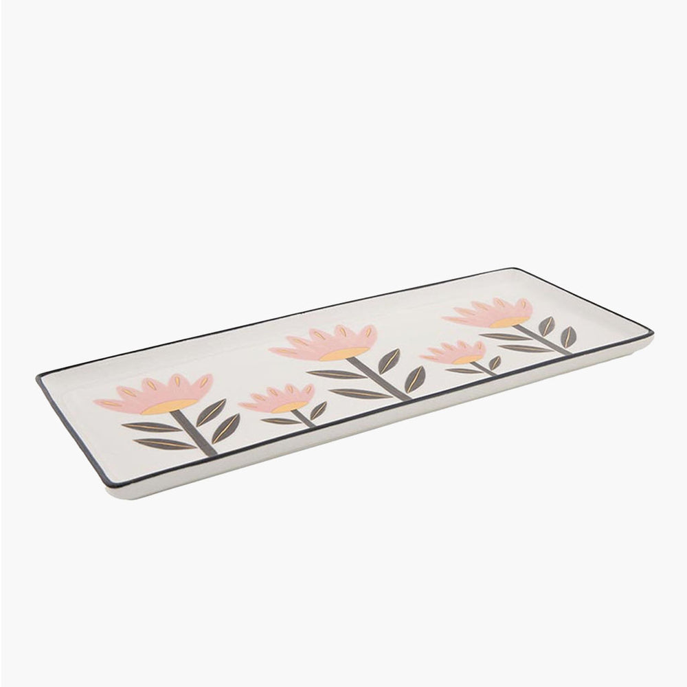 Ceramic Plate with Pink Flowers