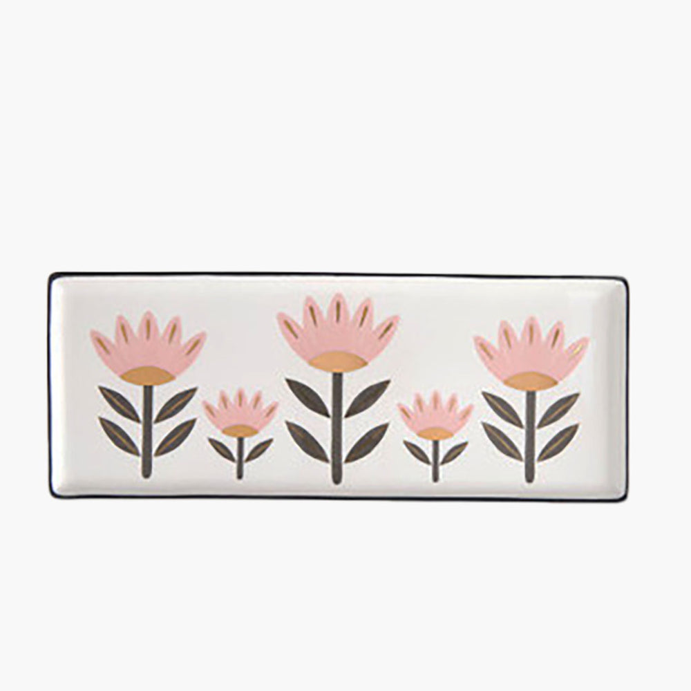 Ceramic Plate with Pink Flowers