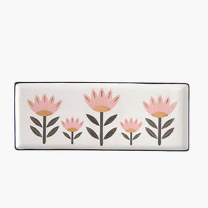 Ceramic Plate with Pink Flowers