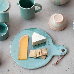 aqua stoneware cheese board
