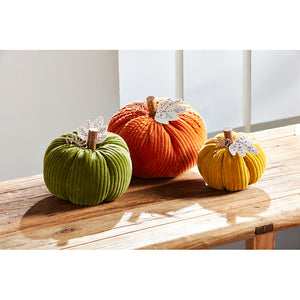 Corduroy Pumpkin Sitter - Yellow