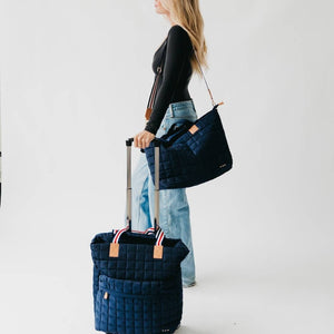 Tenley Quilted Tote Roller Bag: Navy
