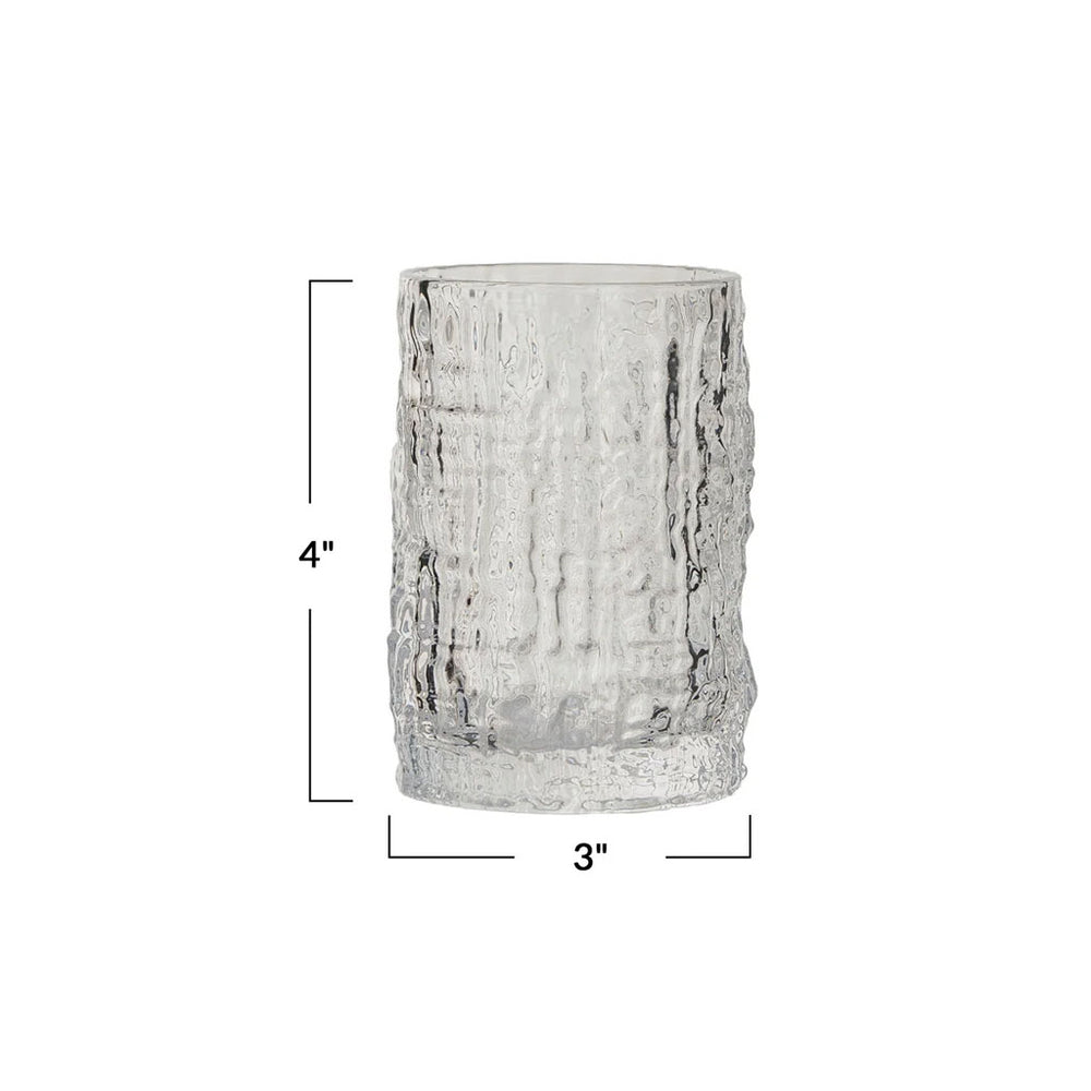 textured drinking glass