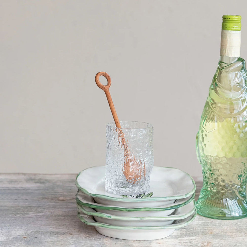 textured drinking glass