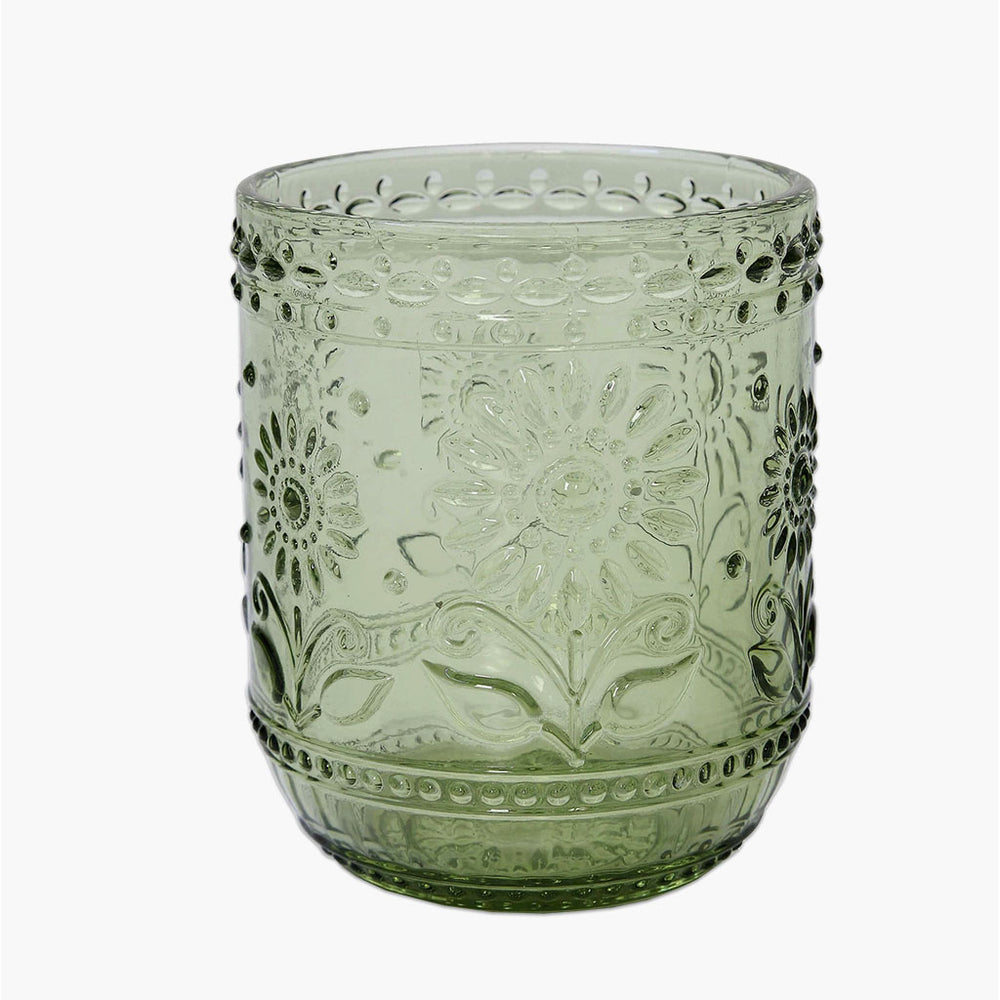 Floral Embossed Drinking Glass