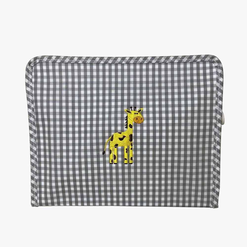 Giraffe Embrodered Gingham Bag