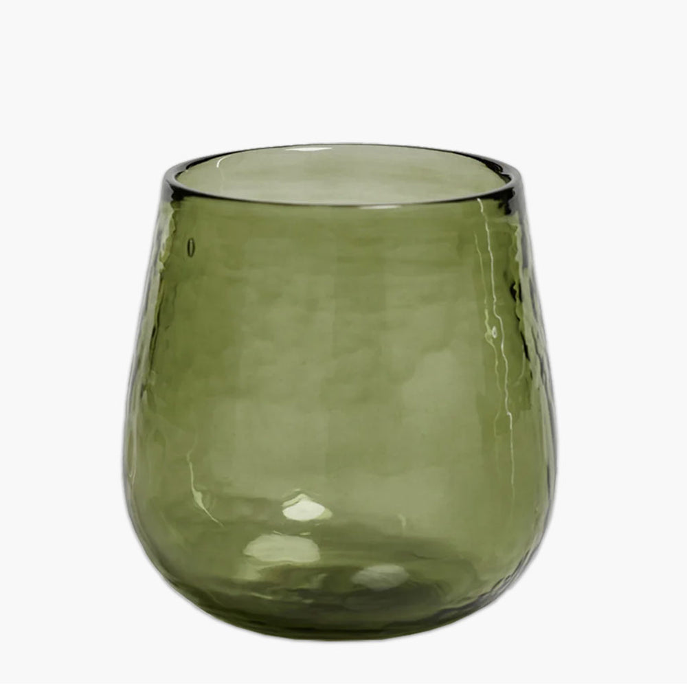 hammered stemless drink glass