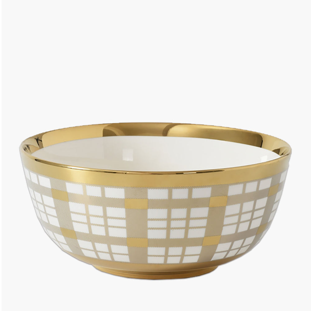 Large Gold Plaid Bowl