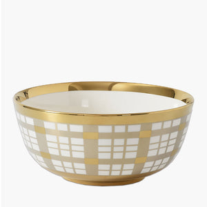Large Gold Plaid Bowl