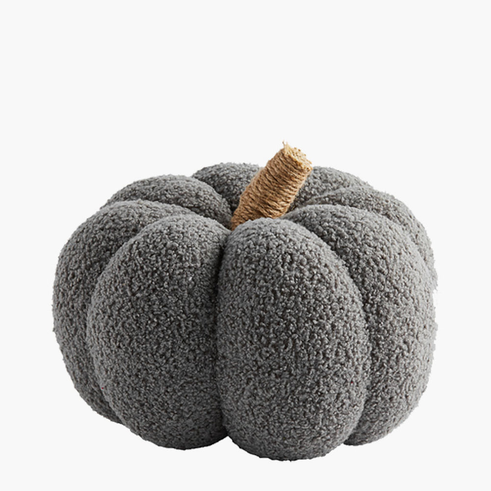 Large Gray Shearling Pumpkin