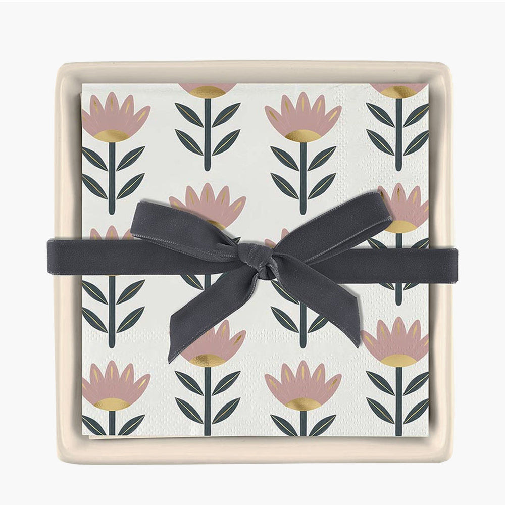Napkin Holder with Flower Napkins