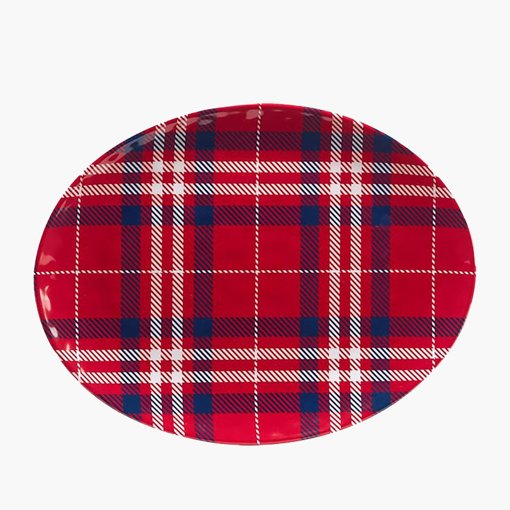 Patriotic Plaid Oval Platter