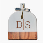 Couple Initials White Acacia Bevel Board with spreader