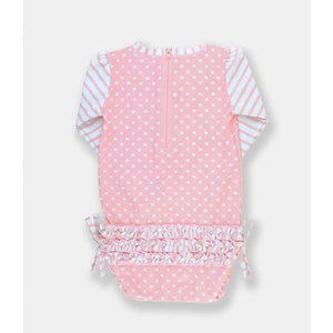 Pink Polka Dot Rash Guard Swimsuit