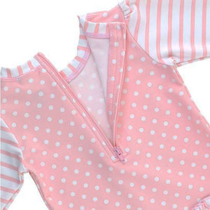 Pink Polka Dot Rash Guard Swimsuit