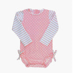 Pink Polka Dot Rash Guard Swimsuit