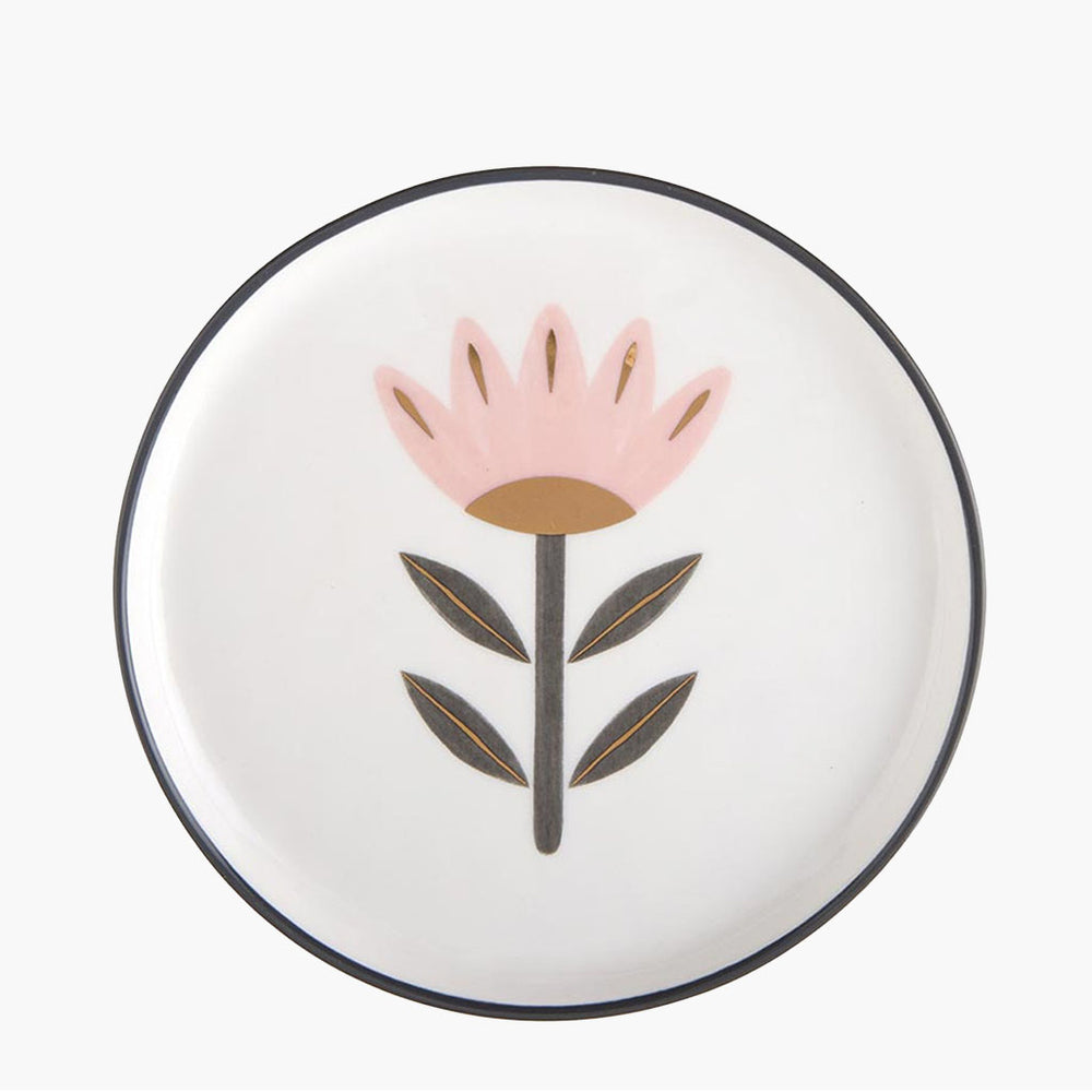 Appetizer Plate with Pink Flower