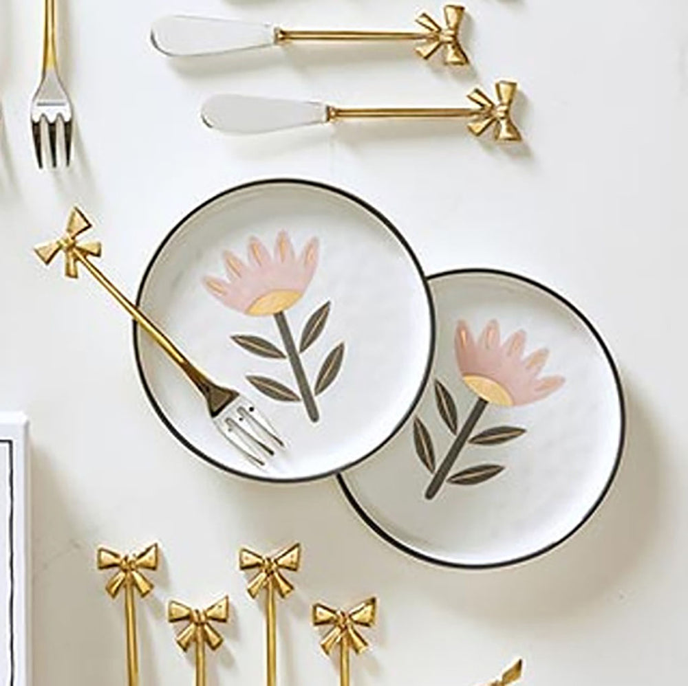 Appetizer Plate with Pink Flower