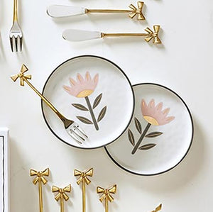 Appetizer Plate with Pink Flower