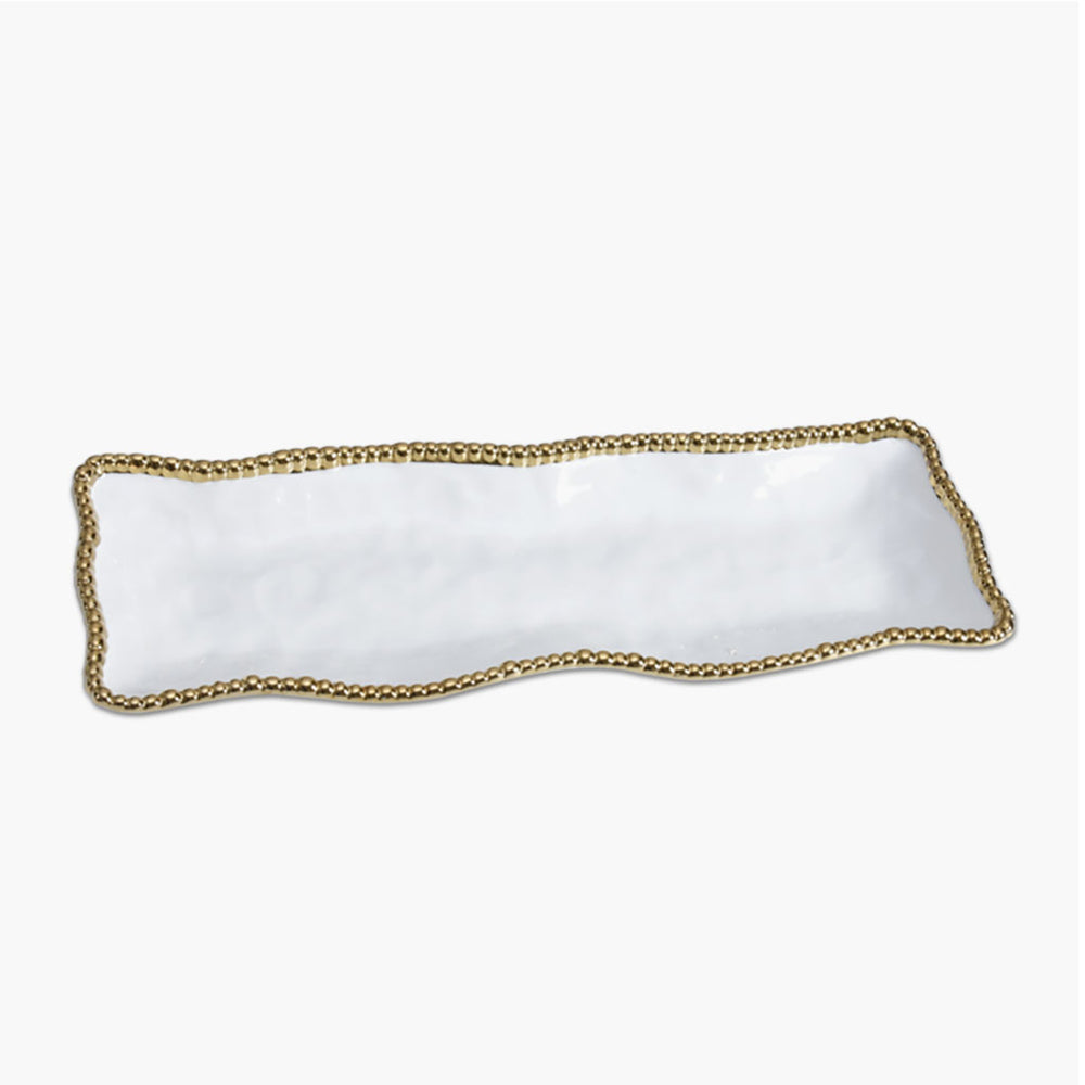gold beaded serving tray